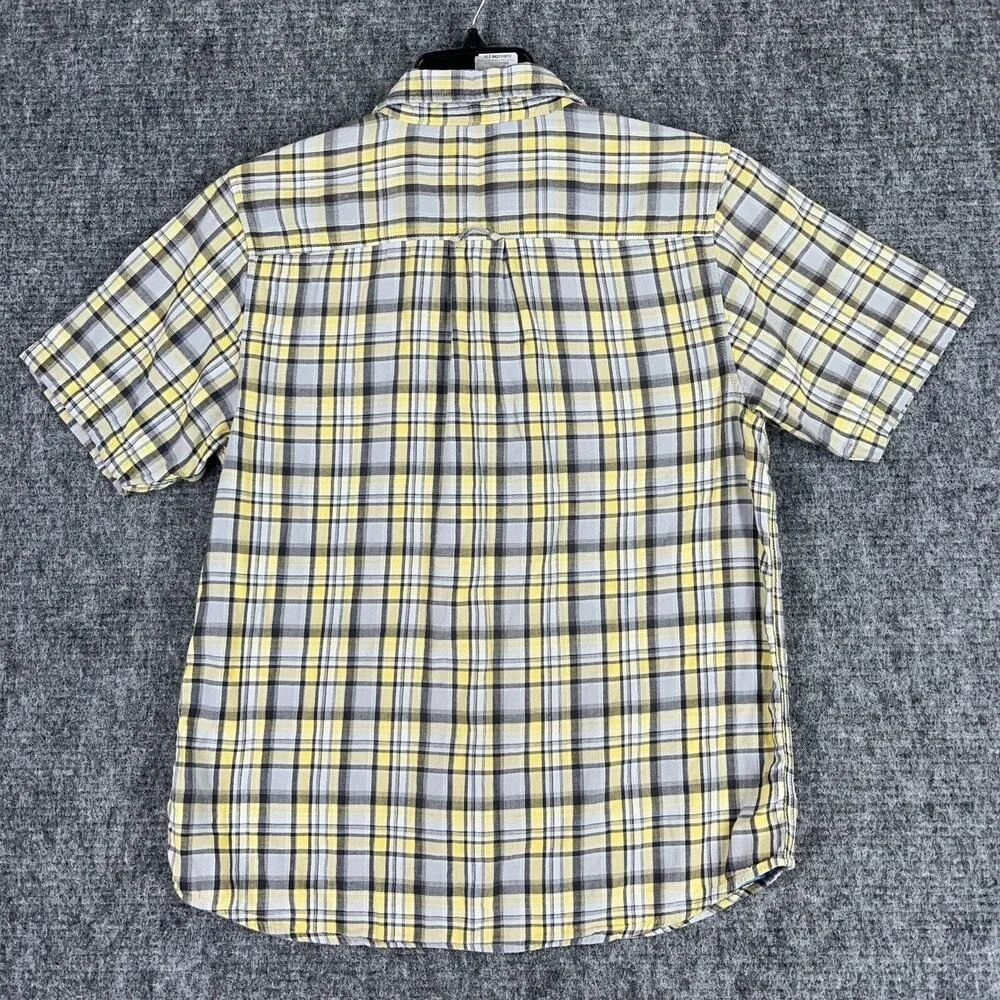 North‎ Face Shirt Mens Large Yellow Plaid Button-Up Lined Short sleeved Casual